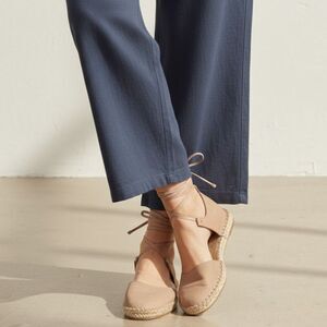 Eileen FIsher Lee D'orsay Flat Leather Espadrille Sandalas Size 7.5 NWOB